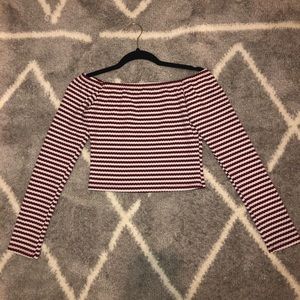 Off the shoulder striped Windsor top